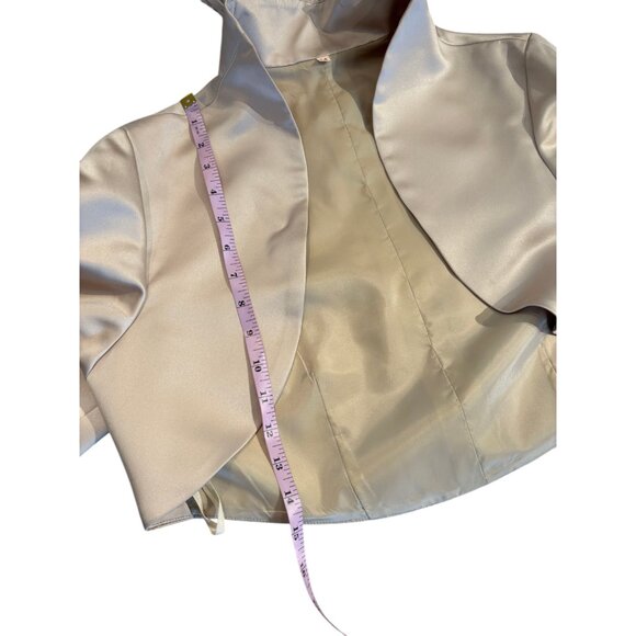 Davids Bridal mother of the bride champagne strapless gown & bolero jacket sz 14 - Picture 13 of 14